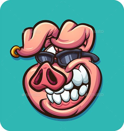 Pig With Sunglasses, Logo Crossfit, Pig Mascot, Sunglasses Vector, Dope Cartoons, Graffiti Doodles, Pig Cartoon, Doodle Art Drawing, Graffiti Cartoons