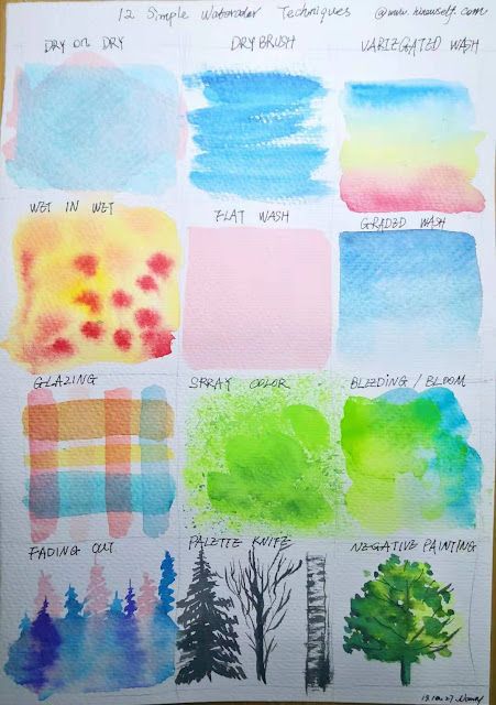 12 watercolor techniques for beginner, How to draw watercolor basic techniques - HiArt Watercolor Basic, Basic Watercolor, Learn Watercolor Painting, Watercolor Beginner, Learn Watercolor, Art Teaching, Watercolor Tips, Paint Watercolor, Watercolor Lessons