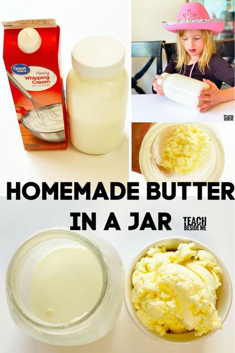 Homemade Butter In A Jar, Butter In A Jar, Diy Butter, Kitchen Science Experiments, Make Butter, Kitchen Science, Kid Recipes, Making Butter, Kids Math