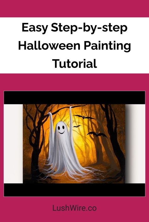 Easy Step-by-step Halloween Painting Tutorial Halloween Canvas Paintings Step By Step, Halloween Paintings On Canvas Tutorial, How To Paint A Pumpkin Step By Step, Halloween Painting Tutorial Step By Step, Halloween Paint Tutorial, How To Paint Halloween, Fall Paintings On Canvas Easy Tutorial, Step By Step Halloween Painting, Easy Ghost Painting Canvas