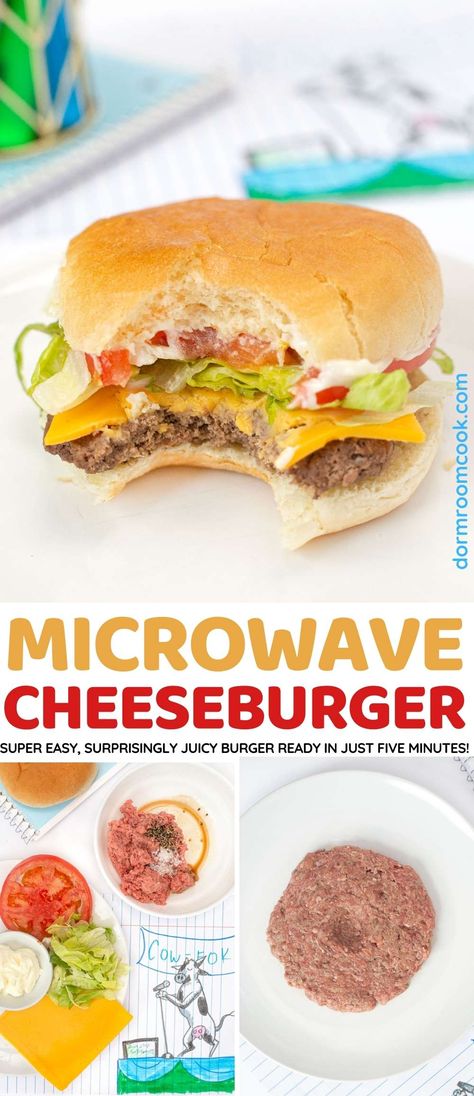 Homemade Microwave Meals, Microwave Recipes Dinner, Dorm Meals, Microwave Cooking Recipes, How To Cook Hamburgers, Easy Microwave Recipes, Microwave Dinners, Microwave Meals, College Cooking