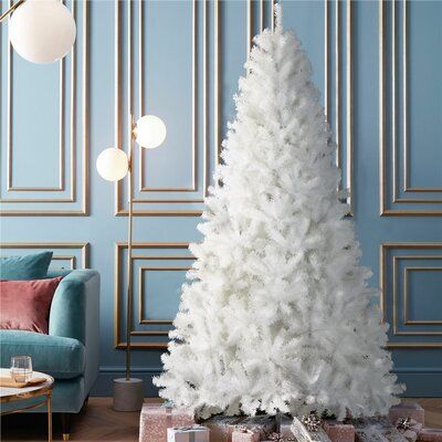 Thinking of something different for Christmas this year? How about starting a white Christmas by setting up a stunning & snowy Christmas tree? This hinged white artificial Christmas tree can stand out in various holiday decorations to set a crystal clear & luxurious tone in your designated place. Size: 7.5' | The Holiday Aisle® Extra Full Spruce Flocked / Frosted Christmas Tree, Crystal in White, Size 7.5' | Wayfair | Home Decor White Christmas Trees Decorated, Joy Decorations, White Artificial Christmas Tree, Spruce Trees, Frosted Christmas Tree, White Spruce, Snowy Christmas Tree, Spruce Christmas Tree, Snowy Christmas