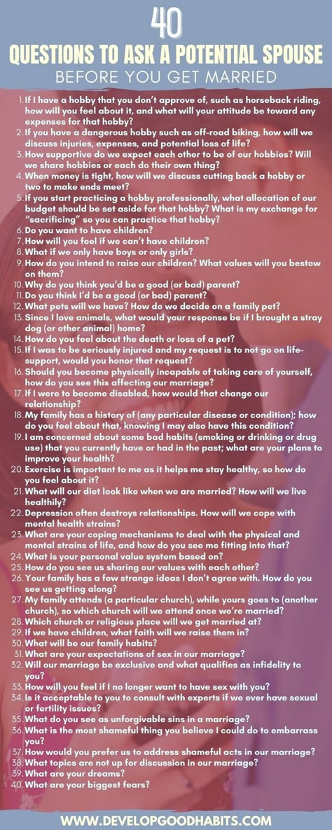 81 Questions to Ask a Potential Spouse Before You Get Married Questions To Ask Him Before Marriage, Questions Before Getting Married, Before You Get Married Questions, Questions To Ask Before You Get Married, Questions To Ask Potential Boyfriend, Before You Get Married, Questions To Ask A Potential Partner, Questions To Ask Fiance Before Marriage, Topics To Discuss Before Marriage