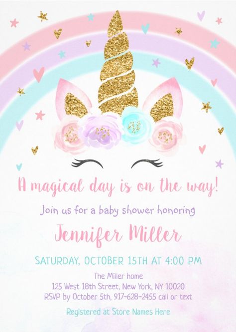 Pink Gold Birthday, Pastel Baby Shower, Rainbow Birthday Invitations, Pastel Birthday, Unicorn Birthday Party Invitation, Glitter Unicorn, Unicorn Birthday Invitations, Unicorn Birthday Party, Unicorn Baby Shower