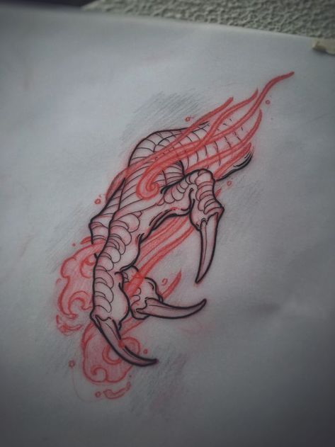 Dragon Claw Tattoo, Claw Tattoo, Australia Tattoo, Mouth Tattoo, Bodysuit Tattoos, Dragon Tattoo Sketch, Tattoos Watercolor, Tato Naga, Dragons Tattoo