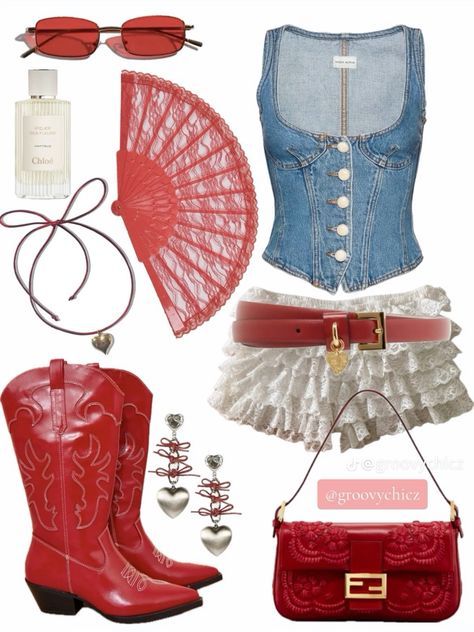 Festival Concert Outfit Ideas, Girly Rodeo Outfit, Boomtown Aesthetic, Festival Fits Summer, Festival Fits 2024, Ibiza Rave Outfit, Stagecoach Outfit 2024, Chappel Roan Concert Outfit, Chappell Roan Inspired Outfits