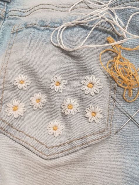 Embroidery Inspo | Feminine Embroidery | Witchy Embroidery | Trendy Embroidery | Embroidery Projects | Cool Embroidery | Wonder Forest Aesthetic Embroidery Ideas, Aesthetic Embroidery, Embroidery Jeans Diy, Broderie Simple, Clothes Embroidery Diy, Haine Diy, Pola Bordir, Sew Ins, Costura Diy