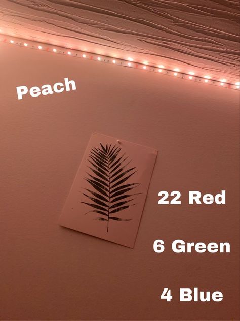 led light peach color <3 Led Lights For Pictures, Cream Led Lights, How To Make Diy Colors Led Lights, Peach Led Light Diy, How To Make Custom Colors On Led Lights, Pastel Led Lights, Led Colours Diy, Led Bedroom Lights Ideas, How To Make Peach Color Led Lights