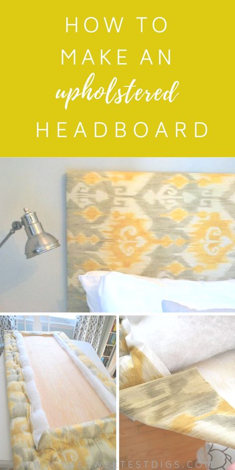 How to make a #DIY #upholstered #headboard for your #bedroom! Modern Headboard Fabric, How To Make A Bed Headboard, Diy Headboards For Beds, Diy Large Headboard, How To Make A Fabric Headboard, How To Make Headboards For Beds, Diy Fabric Headboard Ideas, Diy Headboard Makeover, Diy Bed Headboard Fabric