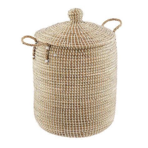 White Seagrass Hamper with Lid | The Container Store Bathroom Hampers, Hamper With Lid, Laundry Hamper With Lid, Laundry Hampers, Natural Laundry, Lidded Baskets, Clothes Hamper, The Container Store, Serena & Lily