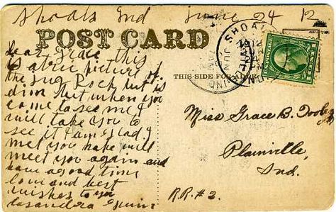 American, 1912, Indiana. Carefully written address, and much less carefully written message. Or maybe written by two different people?? Vintage Backgrounds, Antique Postcards, Hand Writing, Letter Stamps, Postcard Collection, Picture Postcards, Antique Postcard, Old Postcards, Travel Inspired