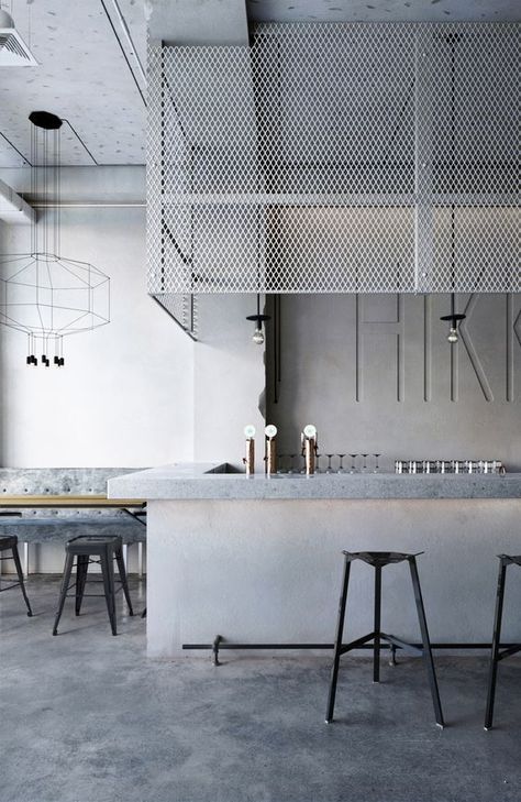 French Minimalist Interior, Architect Kitchen, Minimalist Interior Decor, French Minimalist, Minimalist Dekor, Design Café, Interior Minimalista, Industrial Bar, 카페 인테리어 디자인