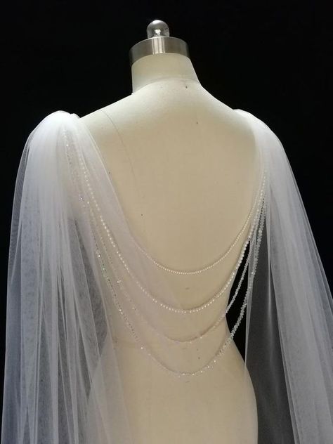 Veil Cape, Wedding Cape Veil, Custom Design Dress, Watteau Train, Cape Veil, Veils Wedding, White Veil, Drop Veil, Wedding Bridal Veils