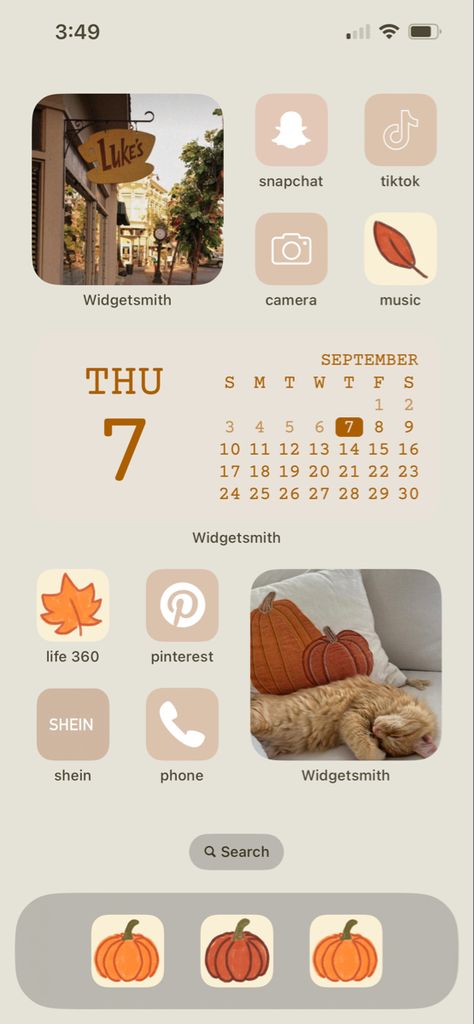 Fall Aesthetic Iphone Homescreen, Cute Fall Home Screen Ideas, App Organization Iphone Aesthetic Fall, Iphone Home Screen Fall Aesthetic, Fall Wallpaper Iphone Widgets, Fall Ios 17 Homescreen, Halloween Wallpaper Iphone Home Screen, Fall Theme Iphone Layout, Fall Wallpaper Aesthetic Home Screen