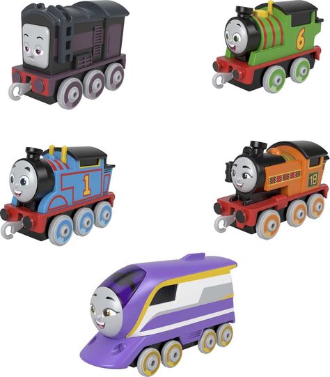 PRICES MAY VARY. Set of 5 die-cast metal, push-along engines featuring Thomas & Friends characters Thomas, Percy, Diesel, Nia, and Kana Compatible with all Thomas & Friends track (Track sets sold separately and subject to availability.) Comes with plastic connectors to attach to other Thomas & Friends trains, vehicles, cargo cars or tenders (Additional vehicles and play pieces sold separately and subject to availability.) Push-along play helps kids develop gross motor skills, hand-eye coordinati Toy Trains For Kids, Thomas And Friends Trains, Thomas And Friends Toys, Train Adventure, Friends Adventures, Toy Trains, Play Vehicles, Friends Characters, Kids Adventure