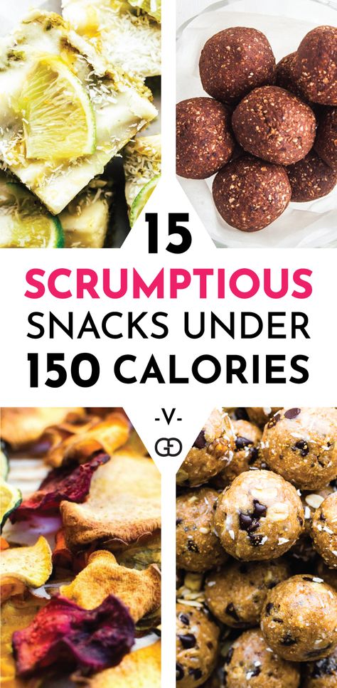 When you're hungry in the middle of the day and need something delicious to fill you up, reach for one of these incredibly delicious yet healthy snacks under 150 calories! And if love meal prep, you can make all these easy snacks ahead of time and bring them with you everywhere! #cleaneating #healthyrecipes #vegan #snacksideas #mealprep Low Calorie Snacks Under 50 Calories, Calorie Deficit Snacks To Buy, Low Calorie Snacks To Keep You Full, Healthy 100 Calorie Snacks, Low Calorie Packaged Snacks, 150 Calorie Snacks, Diet Smoothie Recipes, Quick Healthy Snacks, Healthy Food Facts