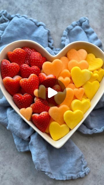 877K views · 236K likes | Sine Siemkowicz on Instagram: "Heart of Hearts Platter ❤️🧡💛

With mango, melon and strawberry.
Get the instructions on my website (link in bio) or google 
‘Foodbites heart of hearts platter’

#valentines #funfood #fruitplatter #strawberries #valentinesdayideas #foodart" Heart Shaped Quiche, Heart Grapes, Food Bites, Heart Shaped Food, Descendants Party, Cut Orange, Instagram Heart, Heart Food, Valentines Day Food