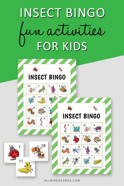 Insect Bingo Free Printable Bug Bingo Free Printable, Insect Bingo Free Printable, Bingo Free Printable, Jungle Theme Rooms, Bingo Games For Kids, Insects Preschool, Bugs Preschool, Five In A Row, Bingo Cards Printable