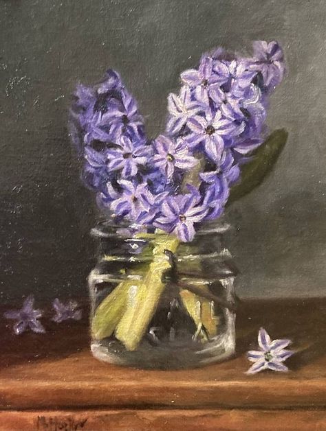 Apollo And Hyacinth, Small Purple Flowers, Airbrush Painting, Purple Painting, Realism Painting, Purple Themes, Purple Art, Realism Art, Aesthetic Painting