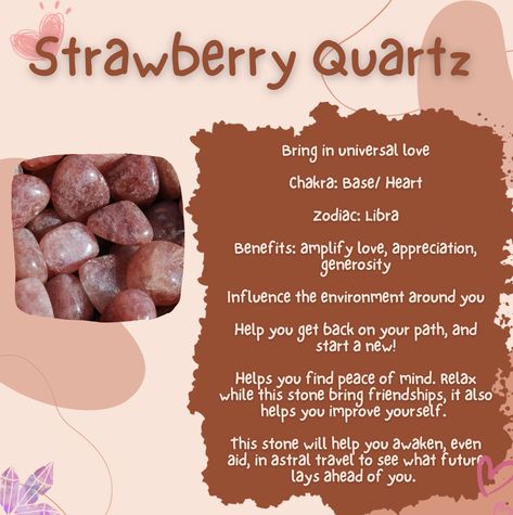 Strawberry Moon Crystals, Strawberry Quartz Properties, Strawberry Crystal Meaning, Strawberry Quartz Crystal Meaning, Cherry Quartz Meaning, Strawberry Quartz Meaning, Crystal Knowledge, Watermelon Quartz, Rose Quartz Meaning