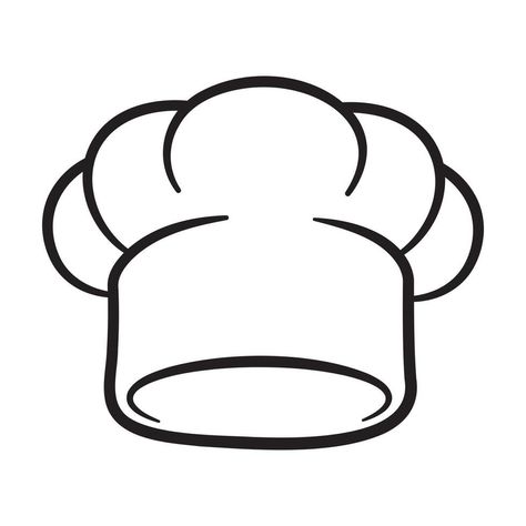 Chef Hat Craft, Chef Hat Drawing, Hat Drawing, Chef Hat, The Cartoon, Chefs Hat, Black Lines, Cartoon Style, School Crafts