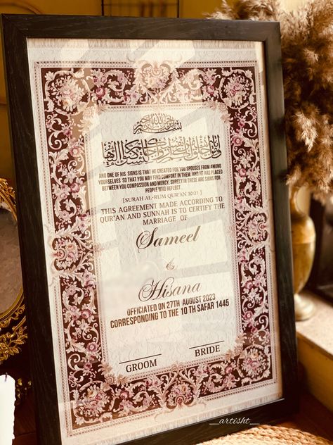 #nikkah #nikkahceremony #art #wedding #weddingideas Wedding Certificate Template, Nikahnama Template, Nikkah Frame Template, Nikkah Frame, Nikkah Nama Template, Nikkahnama Template Design, Nikah Agreement Frame, Nikkah Nama Design, Nikkah Nama Border Design