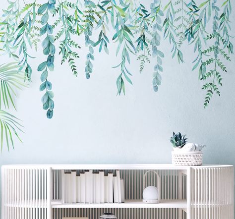 PRICES MAY VARY. 【🌿Upgraded Strong Adhesion】This wall stickers & murals are designed with a strong formula to ensure long-lasting results and preventing tears. Just peel and stick, removable and repositionable with no sticky residue. A fun way to dress up a rental or your own room. 【🌿Large Wall Decal】The willow wall decals come with 2 sheets, each sheet size: 46.5" x 15.0". Finished size: 61" x 31.5". Sufficient quantity can meet your daily usage and replacement, thus you can DIY according to Wall Decals Living Room, Girls Wall Stickers, Large Wall Decals, Floral Wall Decals, Kitchen Wall Stickers, Wall Decals For Bedroom, Art For Bedroom, Flower Wall Decals, Vine Wall