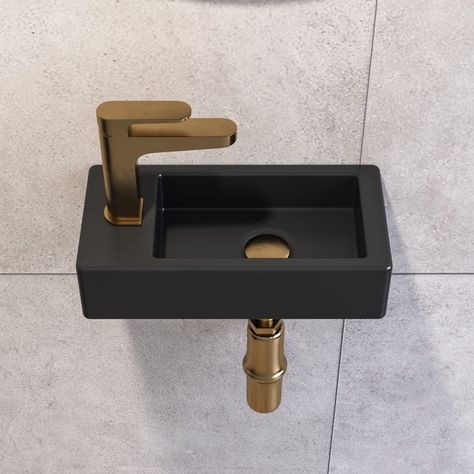 DeerValley Liberty 14.3" x 7" White Ceramic Rectangular Wall Mounted Bathroom Sink & Reviews | Wayfair Cramped Bathroom, Black Bathroom Sink, Rectangular Vessel Sink, Bathroom Design Styles, Ceramic Bathroom Sink, Brush Teeth, Small Bathroom Sinks, Wall Mount Sink, Small Sink