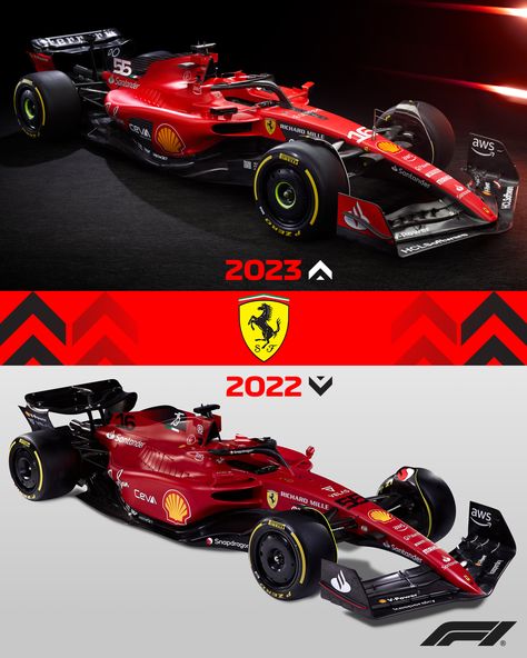 Formula 1 on Twitter: "The Prancing Horse have unveiled the #SF23 🤩 But, how does it compare to 2022's F1-75? 🔎👀 #F1 @ScuderiaFerrari https://t.co/gdGC4zbCEH" / Twitter Ferrari 2023, Ferrari F1 75, F1 75, Formula Car, F1 2023, Prancing Horse, F1 Ferrari, Ferrari F1, Richard Mille