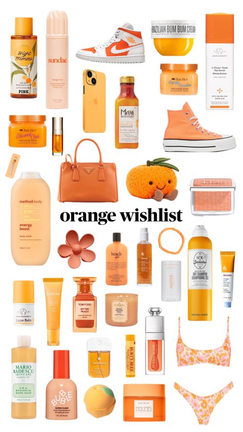 orange wish list Orange Birthday Gifts, October Wish List, Orange Wishlist, Orange Gift Basket, Orange Products, Cake Gift Basket, Peach Items, Orange Gifts, Preppy Wishlist