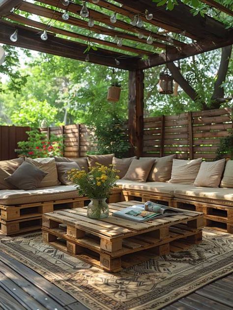 43 Creative and Affordable Tiny Patio Ideas on a Budget Small House Patio Ideas, Country House Outdoor Ideas, Rental House Backyard Ideas, Rental Friendly Backyard Ideas, Back Porch Ideas On A Budget, Backyard Ideas With Pallets, Small Patio Decorating Ideas On A Budget, Rental Patio Ideas, Patio Ideas On A Budget Backyard