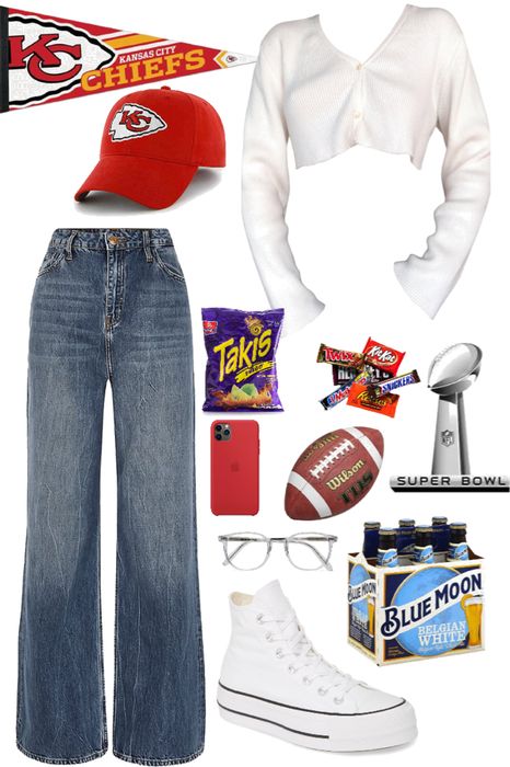 Super Bowl Casual Outfits, Superbowl Looks, Nfl Draft Outfit Women, Chiefs Super Bowl Outfit, Super Bowl Outfits For Women 49ers, Football Day Outfit, Super Bowl Outfits For Women Chiefs, What To Wear To A Super Bowl Party, Cute Super Bowl Outfits For Women