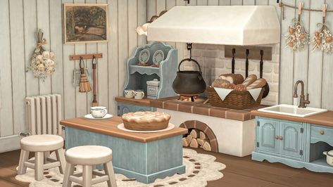 Animal Crossing Kitchen Floor Code, Acnh Indoor Ideas, Acnh Ranch House, Animal Crossing Blue Aesthetic, Acnh House Ideas Exterior, Cottage Core Animal Crossing, Acnh Idea, Acnh Interior, Cottagecore Animal Crossing