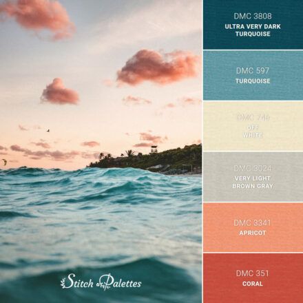 Contrast With Floss Colors What Colours Go With Turquoise, Coral And Blue Interior Design, Dark Green And Turquoise, Light Turquoise Color Palette, Coral Turquoise Palette, Orange Colour Palette Inspiration, Peach And Teal Color Palette, Colour Palette Coral, Blue Coral Color Palette