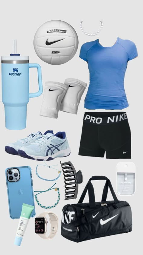 volley ball fit ! #volleyball #outfitinspo #sports #beauty #vibes #fyp #fypshuffle #cute #aesthetic #blue Vollyball Outfits, Volleyball Outfit, Athletic Outfit, Gymwear Outfits, Look Legging, Beauty Vibes, Cute Nike Outfits, Fitness Wear Outfits, Cheer Outfits