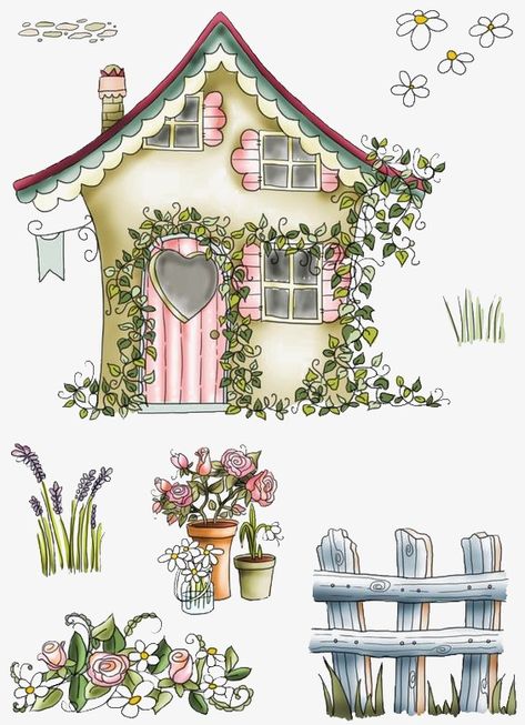 Kaktus Dan Sukulen, Cartoon Building, House Cartoon, صفحات التلوين, Grafic Design, Lukisan Cat Air, House Drawing, Country Style Homes, Digi Stamps