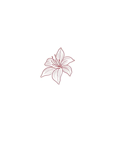 Minimalistic Plant Tattoo, Red Ink Floral Tattoo, Minimal Tattoo Flower, Simple Feminine Tattoos, Feminine Rib Tattoos, Minimal Flower Tattoo, Flower Tattoo On Ribs, Small Rib Tattoos, Lillies Tattoo