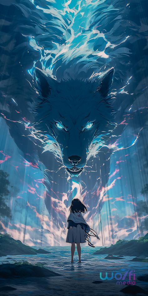 Get ready to be amazed by this stunning artwork of an 18-year-old martial artist standing in front of a huge, beautiful black wolf crackling with blue lightning. The martial arts-style poses and dynamic expressive force create an impactful picture, captured in a cinematic shock. The ancient Chinese-themed setting adds an additional layer of artistry to the piece, elevating it to a truly captivating image. Lightning Wolf Art, Huge Wolf Art, Dynamic Wolf Poses, Huge Black Wolf, Shocked Pose, Art Observation, Lightning Wolf, Black Lightening, Dragon Poses