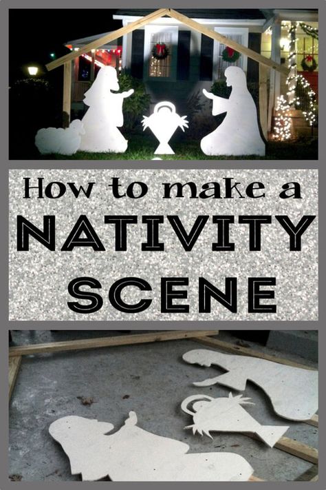 How to make a DIY nativity scene for your yard Outdoor Nativity Scene, The Nativity Scene, Outdoor Nativity, Pretty Christmas Decorations, Diy Nativity, Christmas Lollipops, Christmas Yard Art, Christmas Yard Decorations, Christmas Decorations Diy Outdoor