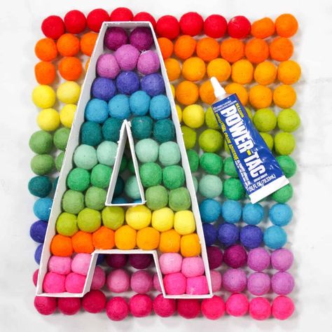 Adventure Classroom, Letters Tutorial, Felt Ball Crafts, Pom Pom Letters, Sweet Red Poppy, Rainbow Playroom, Rainbow Bedroom, Ideas Habitaciones, Diy Playroom