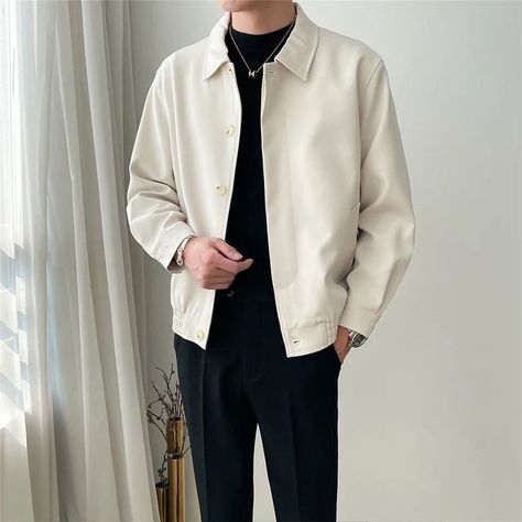 Mens Fashion Minimalist, Classy Outfits Men, Korean Streetwear, Retro Jacket, Mens Casual Dress Outfits, Guys Clothing Styles, Men Stylish Dress, Workwear Jacket, Cool Outfits For Men