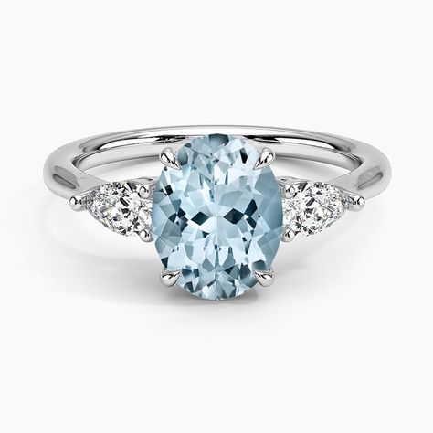 Pear Diamond Engagement Ring, Pear Diamond Rings, Three Stone Diamond Rings Engagement, Open Gallery, Three Stone Diamond Ring, Aquamarine Engagement Ring, Three Stone Diamond, Engagement Rings Platinum, Classic Engagement Rings