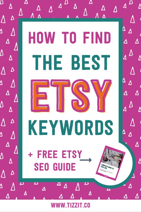 How to find the best Etsy keywords + free Etsy SEO guide Etsy Seo Keywords, Etsy Seo Tips, Etsy Keywords, Starting Etsy Shop, Starting An Etsy Business, Online Marketing Social Media, Business Hacks, Etsy Tips, Social Media Marketing Facebook