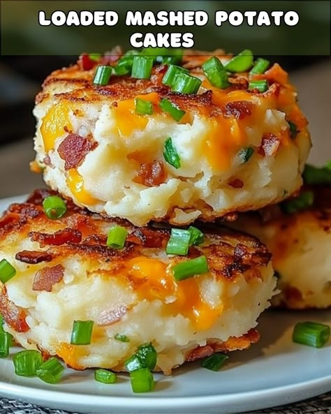 Crispy Loaded Mashed Potato Cakes – Foodyhealthylife Mashed Potato Cakes Leftover, Cooking Mashed Potatoes, Mashed Potato Cakes, Veggie Side Dish Recipes, Smoked Sausage Recipes, Leftover Potatoes, Loaded Mashed Potatoes, Cheesy Mashed Potatoes, Sausage Dishes