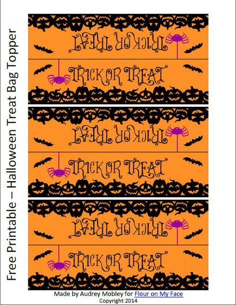 Free Halloween printable Halloween Cupcake Recipes, Kids Treat Bags, Halloween Candy Crafts, Halloween Treat Holders, Halloween Food Cupcakes, Halloween Candy Bar, Halloween Treat Tags, Laurie Hernandez, Halloween Gift Bags