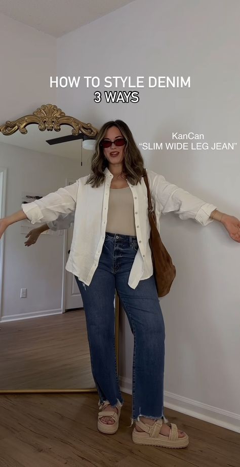 Minimalist Midsize Outfit, Cute Summer Dinner Outfits, Outfits Pear Shape, Plus Size Thrifted Outfits, Wide Leg Jeans Outfit Plus Size, Midsize Outfits Casual, Girly Casual, 2024 Fits, Cute Work Outfits