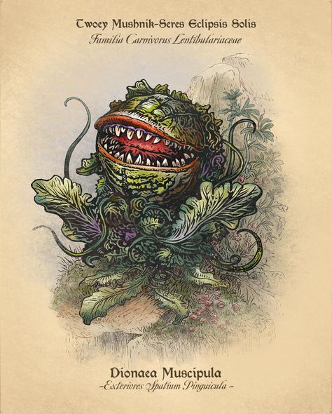 Pop Culture Icons Undergo Taxonomic Studies in These Vintage-Style Illustrations | Colossal Audrey Ii, Plant Monster, Pop Culture Icons, Image Cover, Little Shop Of Horrors, Colossal Art, Modern Crafts, Flying Monkey, Arte Horror