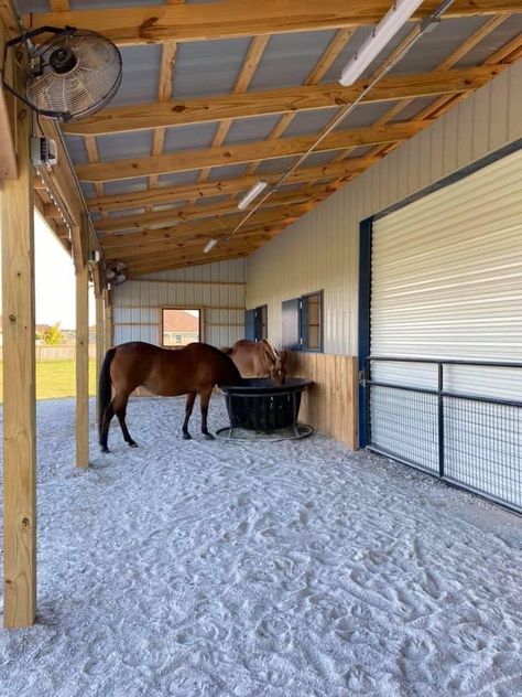 Horse Ranch Ideas, Horse Corral Ideas, Western Barn Ideas, Horse Shelter With Tack Room, Shop With Horse Stalls, Horse Barn Ideas, Indoor Horse Arena With Stalls, Small Horse Barn Plans, Simple Horse Barns