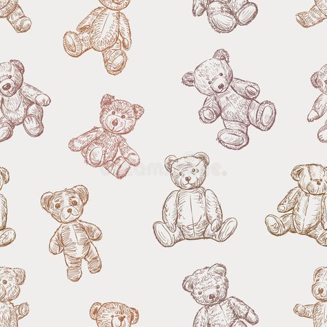 Gallery Wall Nursery, Old Teddy Bears, Teddy Bear Print, Brand Book, Kids Fabric, Baby Bear Baby Shower, Background Vintage, Vintage Printables, Bear Print