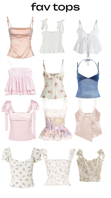 Cute Pieces Of Clothing, Cute Pretty Outfits, Casual Girly Outfits For School, Fitted Feminine Pink Tops, Cute Floral Tops Aesthetic, Pretty Clothes, Delicate Outfits, Girly Clothes, Cute Pink Ruffled Tops